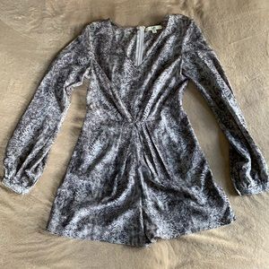 Snake Print Shorts Romper Long Sleeve